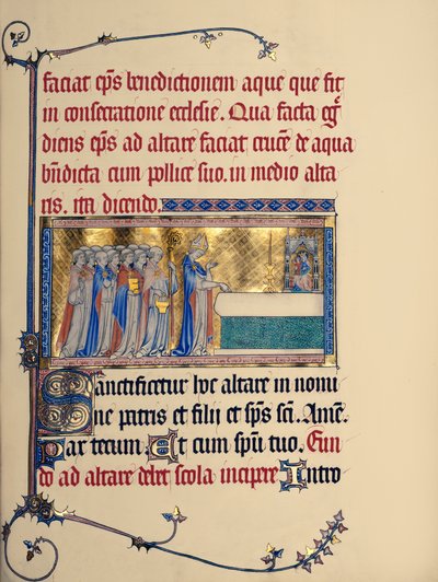 Dedicación de una iglesia, del Pontifical de Metz, c.1302-16 de French School